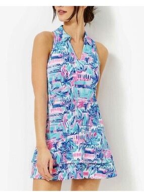 Lilly Pulitzer UPF 50+ Luxletic Dania Dress Ravello Blue Perfect Match Sz Medium